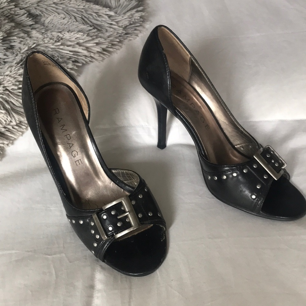 Peep toe black heels